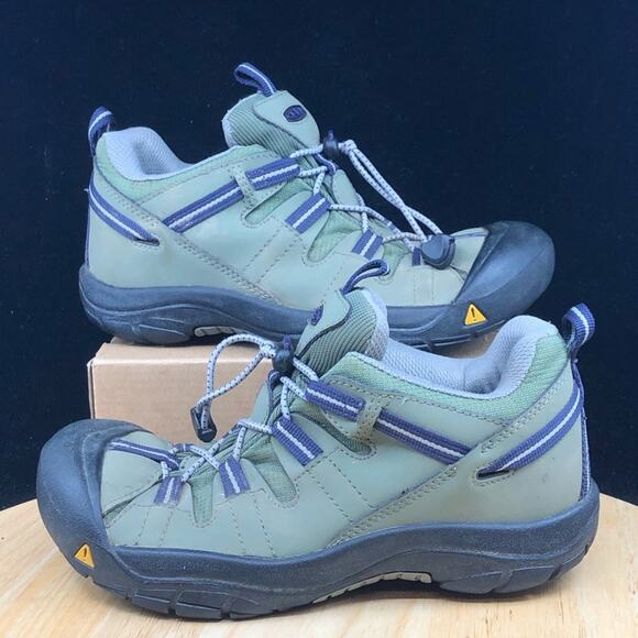 Keen Sturdy Shoes Youth Children’s Size 6y Elastic Laces Rubber Toes army green - Picture 1 of 8